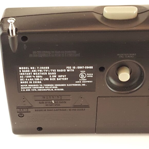 GE 3 Band Model 7-2946B AM/FM/TV1/TV2 Instant Weather Radio Band - Picture 4 of 7